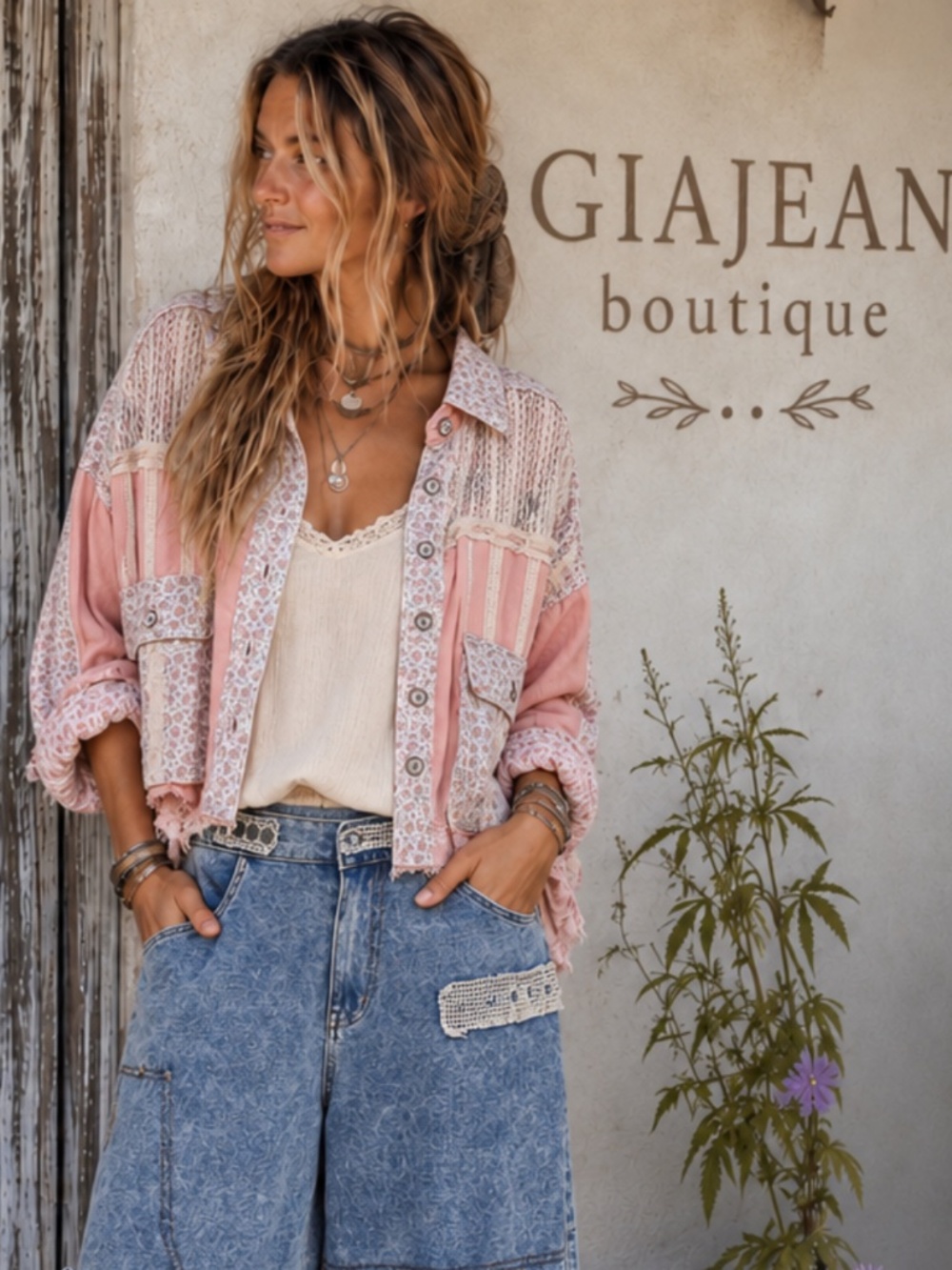 🎉 POL “ GINA ” POL CROCHET JACKET IN FLORAL PRINT